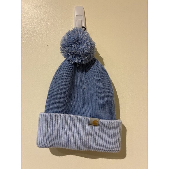 NWT Carhartt Knit Pom-Pom Cuffed Beanie - Blue - One Size - Picture 1 of 5